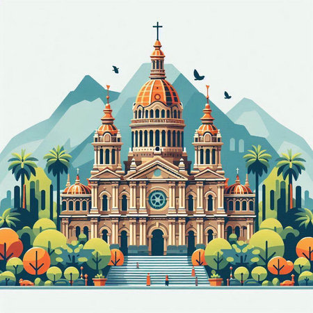 St. Stephen's Basilica in Budapest. Hungary. Vector illustrationのイラスト素材