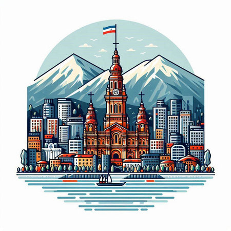 View of the city of Moscow. Vector illustrationのイラスト素材