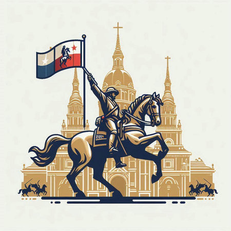 Statue of George Washington on the background of the Moscow Kremlin, Russia. Vector illustrationのイラスト素材