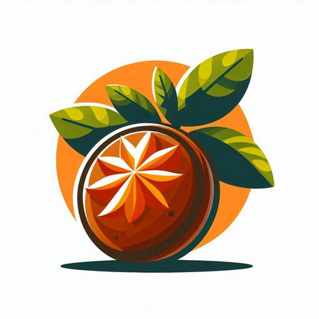 Orange fruit with leaves on a white background. Vector illustration. Eps 10のイラスト素材