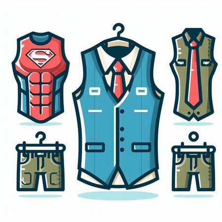 Clothes icon set. Vector illustration of a set of clothes.のイラスト素材