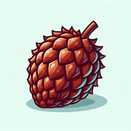 Illustration of tropical fruit - Rambutan. Vector illustration.のイラスト素材