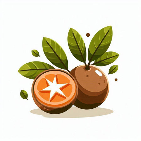 Kumquat fruit with leaves isolated on white background. Vector illustration.のイラスト素材