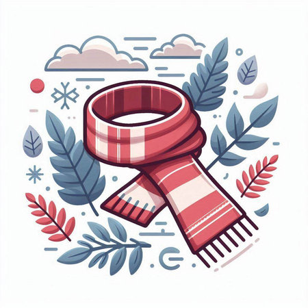 Vector illustration of scarf in the shape of a circle. Winter concept.のイラスト素材