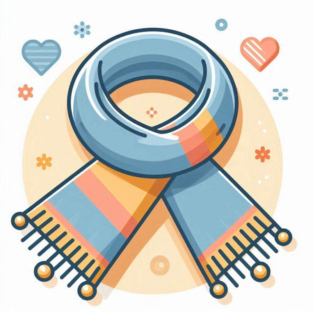 Vector illustration of a scarf in pastel colors on white background.のイラスト素材