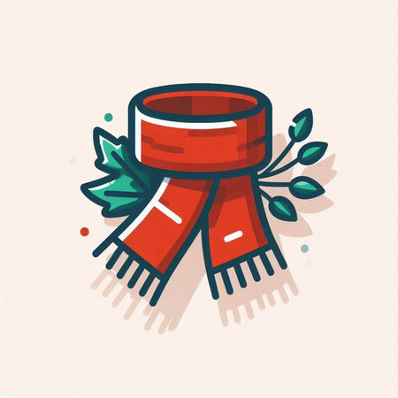 Vector illustration of a scarf with a branch of a plant. Flat style.のイラスト素材