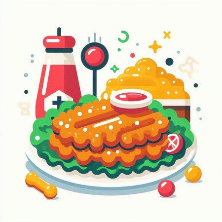 Illustration of fast food on the white background. Vector illustration.のイラスト素材