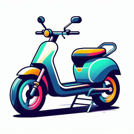Vector illustration of a scooter in flat design style. Fast delivery.のイラスト素材