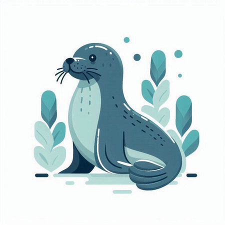 Cute seal. Marine animal. Vector illustration in flat style.のイラスト素材