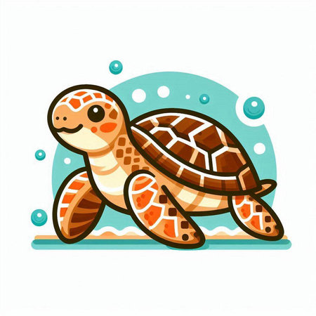 Cute cartoon turtle isolated on a white background. Vector illustration.のイラスト素材
