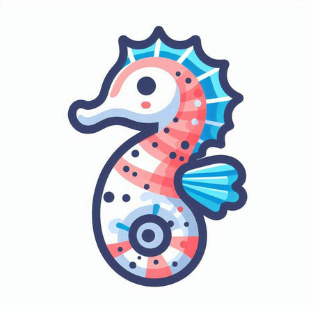 Cute cartoon seahorse isolated on white background. Vector illustration.のイラスト素材