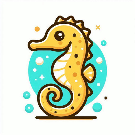 Cute seahorse on a white background. Vector illustration.のイラスト素材
