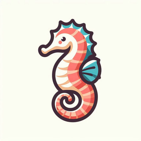 Seahorse icon. Colorful vector illustration in cartoon style.のイラスト素材