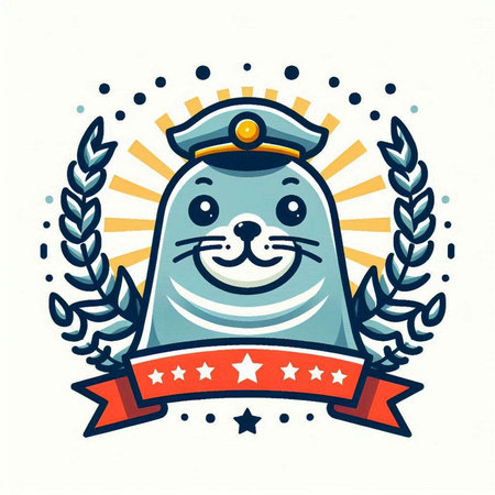 Circus seal with star and laurel wreath. Vector illustration.のイラスト素材