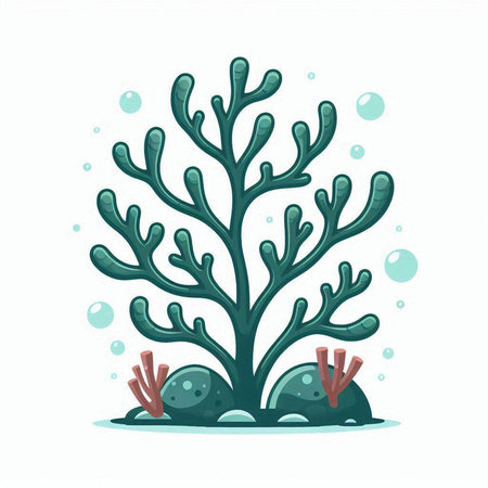 Cartoon underwater sea coral isolated on white background. Vector illustration.のイラスト素材