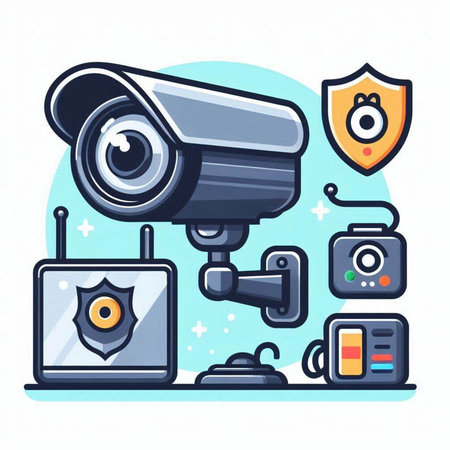 CCTV security camera. Flat style vector illustration. Security camera.のイラスト素材