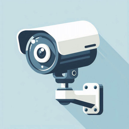 CCTV icon. Security camera. Vector illustration in flat style.のイラスト素材