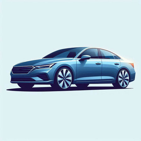 Modern car on a light blue background. Side view. Vector illustration.のイラスト素材