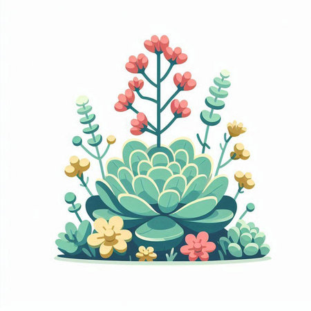 Succulent plants isolated on white background. Hand drawn vector illustration.のイラスト素材