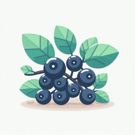 Blueberry. Vector illustration. Isolated on a white background.のイラスト素材