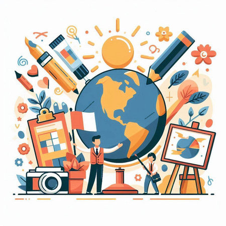 Flat design modern vector illustration concept of education, school, college, university, university, college, college, university.のイラスト素材