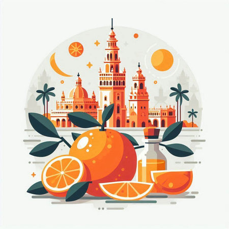 Vector illustration with famous places of the world in flat style. Travel and tourism.のイラスト素材