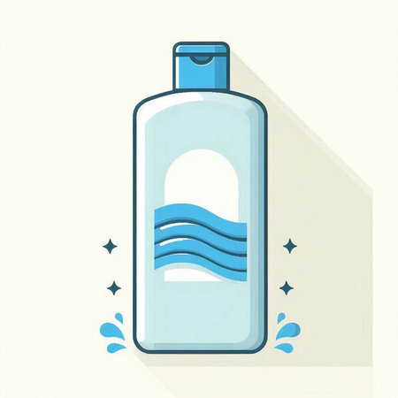 Cosmetic bottle with liquid soap. Vector illustration in flat style.のイラスト素材