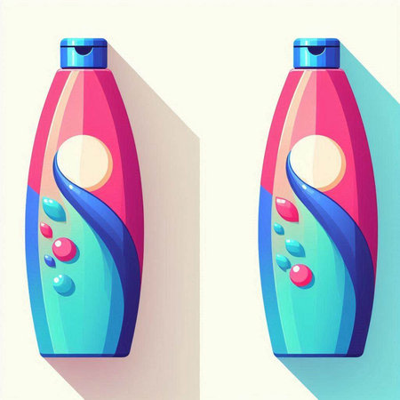 Vector illustration of two plastic bottles with shampoo, conditioner or conditionerのイラスト素材