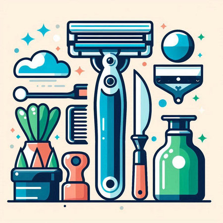Set of hairdresser tools and accessories. Vector illustration.のイラスト素材