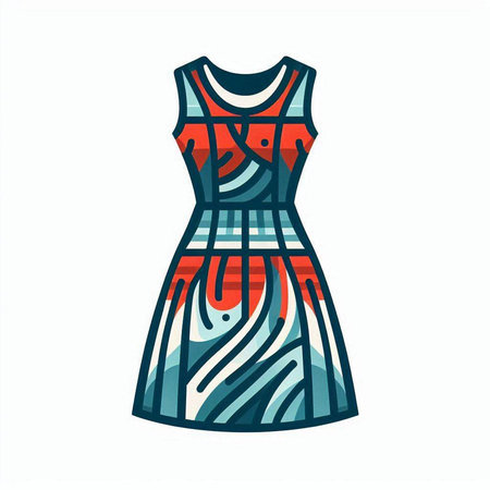 Illustration of a dress with a pattern on a white background.のイラスト素材
