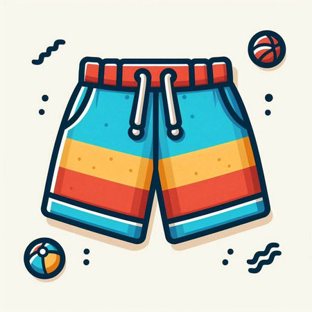 Shorts icon. Vector illustration of a pair of beach shorts.のイラスト素材
