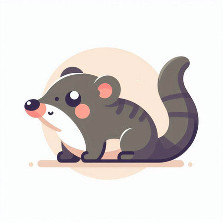 Cute rat. Vector illustration in flat style. Isolated on white background.のイラスト素材