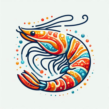 Shrimp vector illustration on white background. Seafood design element.のイラスト素材