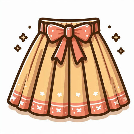 Illustration of a Cute Skirt with a Bow and Ribbonのイラスト素材
