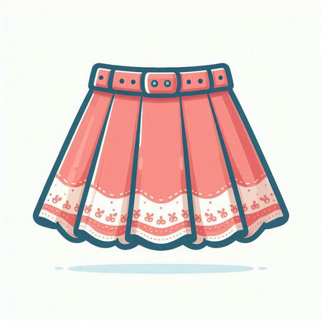 Cute cartoon skirt vector illustration. Cute hand drawn skirt.のイラスト素材
