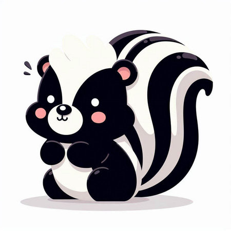Cartoon skunk isolated on a white background. Vector illustration.のイラスト素材