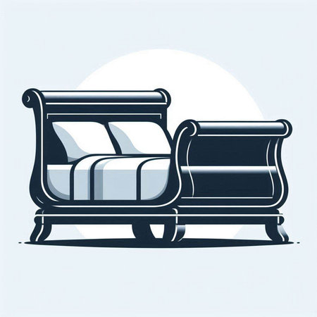 Comfortable sofa with pillows in retro style. Vector illustration.のイラスト素材