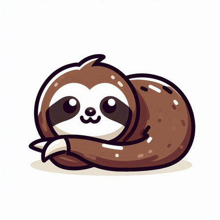 Cute cartoon sloth on a white background. Vector illustration.のイラスト素材