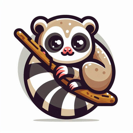 Cute panda bear on a tree branch. Vector illustration.のイラスト素材