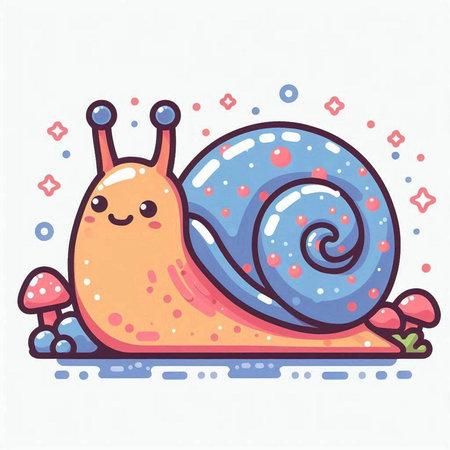 Cute cartoon snail isolated on a white background. Vector illustration.のイラスト素材