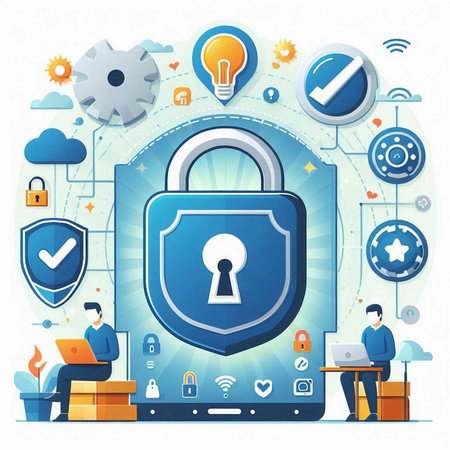 Cyber security concept. Data protection, information safety and privacy. Vector illustrationのイラスト素材