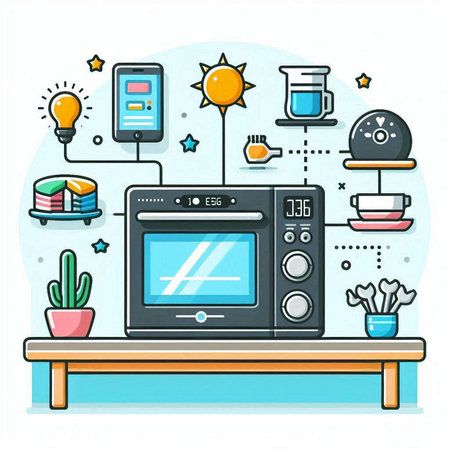 Flat line modern design vector illustration concept of home appliances and electronics.のイラスト素材