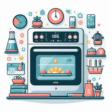 Kitchen stove. Vector illustration in flat style. Home appliances.のイラスト素材