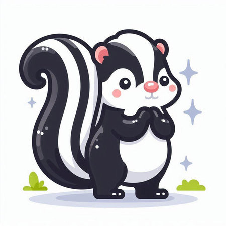 Cute skunk cartoon. Vector illustration isolated on white background.のイラスト素材