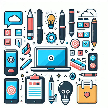 Flat design modern vector illustration concept of creative process, graphic design, web design.のイラスト素材