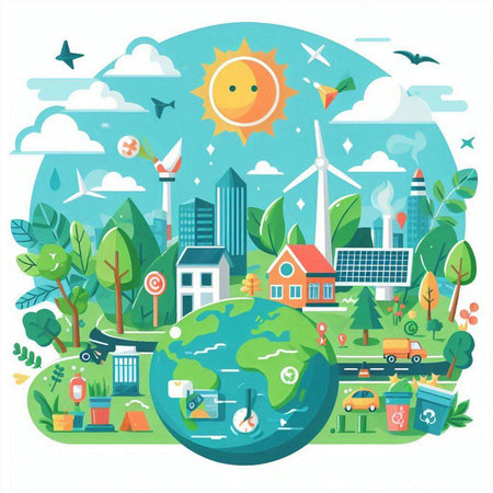 Ecology concept, save the planet, save the world, vector illustrationのイラスト素材