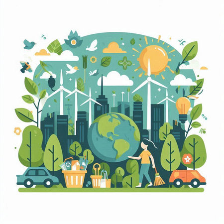 Ecology concept. Save the planet. Vector illustration in flat styleのイラスト素材