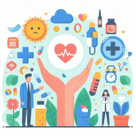 Health care concept. Vector illustration in flat style. Health care.のイラスト素材