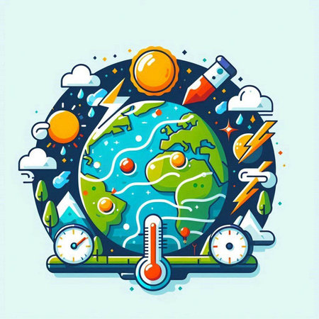 Vector illustration of flat design concept of global warming, climate change, global warming.のイラスト素材