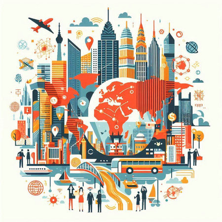 Travel around the world. Traveling around the world concept. Vector illustrationのイラスト素材